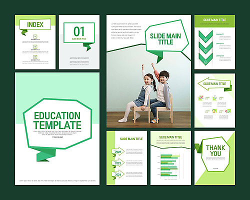 템플릿 여자 교육 남자 어린이 비즈니스 그래프 두명 초록색 세트 손들기 한국인 발표 PPT 프레젠테이션 문서템플릿 어린이만 9P 이미지템플릿 컬러 모션 사람 동양인 파일형식