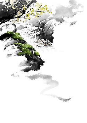 PSD 나무 잎 일러스트 캘리그라피 이끼 풍경 사람없음 물 돌_바위 바위 개울 언덕 번짐 산수화 옹달샘 국내일러스트 자연요소 식물 강 동양화 파일형식 효과