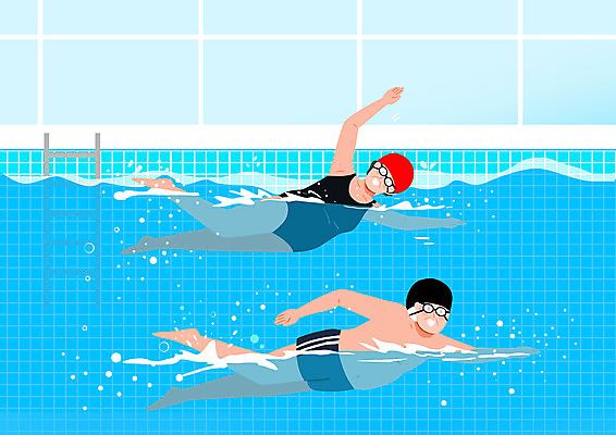 전신 PSD 여자 할아버지 노년 남자 할머니 하늘색 일러스트 수영장 건강 두명 수영 즐거움 노후건강 노인만 국내일러스트 감정 사람 성인 파란색 노후 수상스포츠 성인만 파일형식