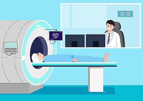 전신 PSD 여자 노년 남자 할머니 하늘색 일러스트 건강 상반신 성인 두명 의사 즐거움 건강검진 MRI 노후건강 국내일러스트 감정 의료기기 사람 파란색 노후 의료진 검사_조사 파일형식