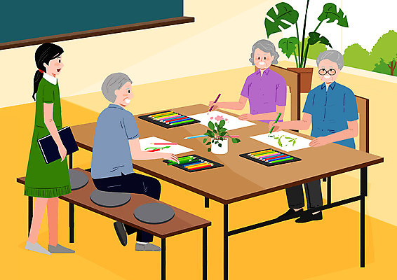 전신 PSD 여자 할아버지 노년 남자 할머니 일러스트 건강 미술 여러명 성인 노란색 교사 즐거움 노후건강 색칠공부 국내일러스트 직업 감정 컬러 다수 문화예술 사람 노후 학습 색칠 파일형식