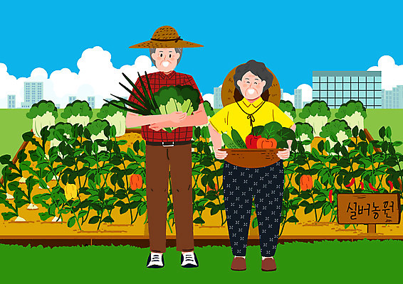 전신 PSD 여자 할아버지 노년 남자 할머니 채소 일러스트 건강 두명 초록색 농장 농사 농부 즐거움 노후건강 텃밭 노인만 국내일러스트 직업 감정 컬러 밭 농업 사람 성인 노후 성인만 파일형식