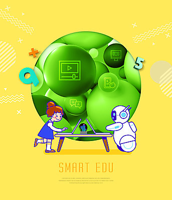 전신 PSD 편집이미지 여자 교육 어린이 한명 10대 초록색 노트북 노란색 원형 로봇 에듀 에듀케이션 소녀한명만 스쿨팩 스마트러닝 이미지편집 도형 1 컬러 청소년 사람 전자제품 여자한명만 소녀만 파일형식