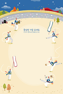 전통 남자 일러스트 프레임 국악 여러명 갈색 추석 가을 풍물놀이 프레임일러스트 전통프레임 국내일러스트 AI파일 계절 명절 음악 컬러 다수 사람 파일형식 벡터