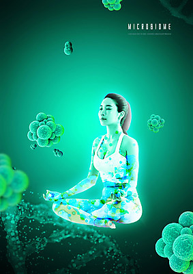 전신 PSD 편집이미지 여자 한명 20대 성인 한국인 가부좌 미생물 박테리아 성인여자한명만 마이크로바이옴 이미지편집 1 의학 생물 사람 앉기 동양인 청년 생명과학 여자한명만 성인여자만 파일형식