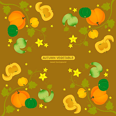 PSD 패턴 일러스트 호박 사람없음 갈색 덩굴 애호박 늙은호박 호박꽃 국내일러스트 식물 꽃 컬러 무늬 채소 파일형식