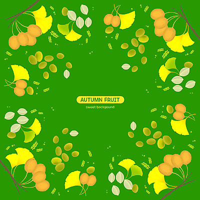 PSD 열매 패턴 과일 일러스트 사람없음 초록색 은행잎 은행열매 국내일러스트 식물 컬러 잎 무늬 파일형식