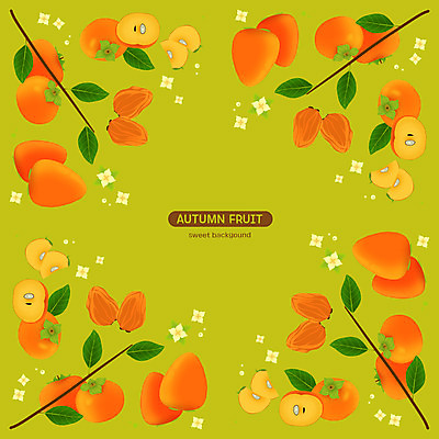 PSD 패턴 과일 일러스트 감 사람없음 초록색 곶감 감꽃 국내일러스트 꽃 컬러 무늬 건과일 파일형식