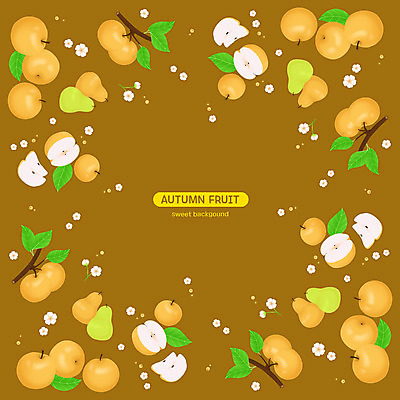 PSD 패턴 과일 일러스트 사람없음 초록색 갈색 배 서양배 배꽃 국내일러스트 꽃 컬러 무늬 배_과일 파일형식