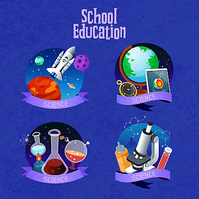 교육 과학 일러스트 현미경 실험 사람없음 파란색 지구본 라벨 행성 나침반 우주선 우주과학 비커 과학교육 에듀 에듀케이션 스쿨팩 국내일러스트 AI파일 컬러 프레임 실험기구 우주 파일형식 벡터