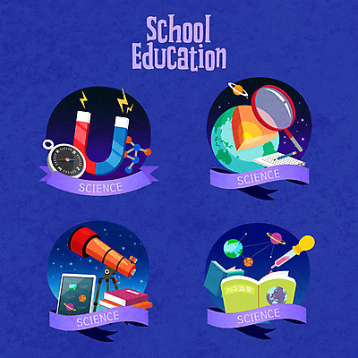 교육 지구 과학 일러스트 돋보기 사람없음 책 라벨 망원경 나침반 스포이트 우주과학 과학교육 자석 에듀 에듀케이션 스쿨팩 국내일러스트 AI파일 프레임 피펫 파일형식 벡터