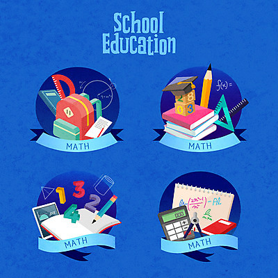 교육 일러스트 학사모 책가방 자 사람없음 책 연필 라벨 계산기 수학 삼각자 수학교육 에듀 에듀케이션 스쿨팩 국내일러스트 AI파일 모자_잡화 가방 졸업 교과목 문구용품 학용품 프레임 필기구 장비 파일형식 벡터