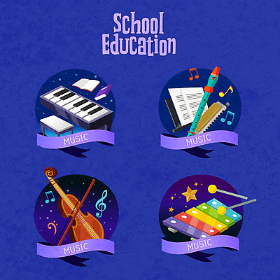 교육 음악 음표 일러스트 사람없음 라벨 피아노 바이올린 음악교육 실로폰 리코더 하모니카 에듀 에듀케이션 스쿨팩 국내일러스트 AI파일 기호 현악기 문화예술 타악기 프레임 관악기 건반악기 목관악기 파일형식 벡터