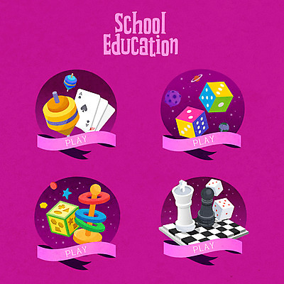 교육 분홍색 일러스트 놀이 취미 사람없음 라벨 트럼프 체스 주사위 팽이 에듀 에듀케이션 스쿨팩 국내일러스트 AI파일 컬러 프레임 놀이용품 파일형식 벡터