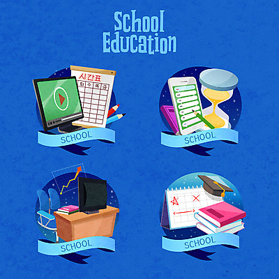 교육 의자 일러스트 학사모 사람없음 책 파란색 스마트폰 컴퓨터 라벨 달력 시간표 계획 모래시계 책상 온라인 에듀 에듀케이션 스쿨팩 국내일러스트 AI파일 모자_잡화 모래 시계 컬러 가구 컨셉 졸업 프레임 전자제품 핸드폰 스마트기기 파일형식 벡터