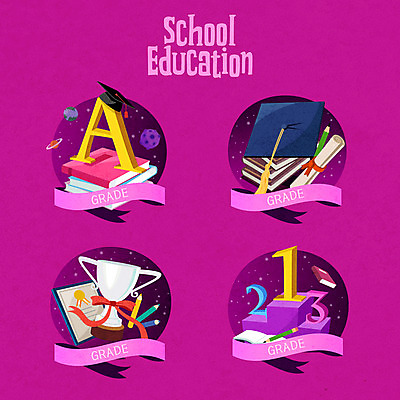 교육 분홍색 일러스트 학사모 졸업 사람없음 라벨 트로피 성적 에듀 에듀케이션 스쿨팩 국내일러스트 AI파일 모자_잡화 컬러 프레임 상_우승 파일형식 벡터