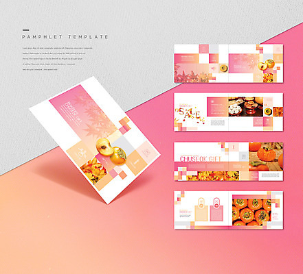 템플릿 ZIP 리플렛 분홍색 단풍 감 선물 팜플렛 사람없음 추석 가을 제사 곶감 추석선물 추석차례상 인디자인 INDD 이미지템플릿 계절 명절 컬러 잎 과일 전통의례 건과일 파일형식 명절선물