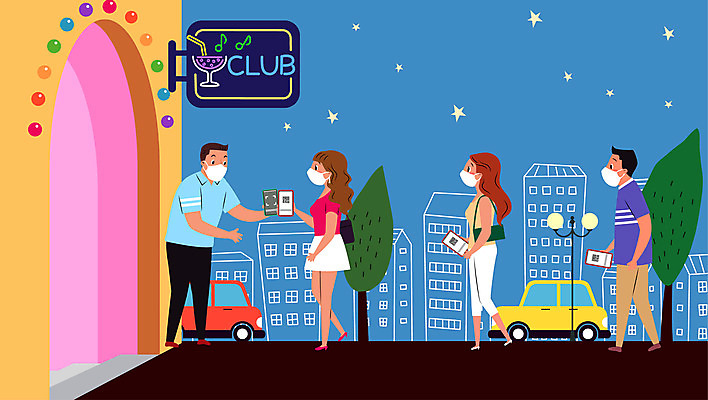 전신 나무 여자 남자 별 일러스트 자동차 간판 마스크 여러명 성인 건물 스마트폰 야간 사회이슈 클럽 네온 QR코드 성인만 코로나바이러스 전자출입명부 델타변이바이러스 국내일러스트 AI파일 자연요소 식물 건축물 육상교통 다수 컨셉 사람 핸드폰 스마트기기 바이러스 개인정보 파일형식 벡터