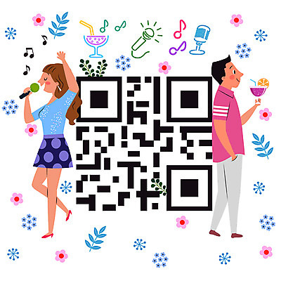 전신 여자 남자 꽃 일러스트 나뭇잎 성인 두명 칵테일 사회이슈 마이크 QR코드 성인만 코로나바이러스 전자출입명부 델타변이바이러스 국내일러스트 AI파일 식물 음향기기 컨셉 잎 주류 사람 바이러스 개인정보 파일형식 벡터