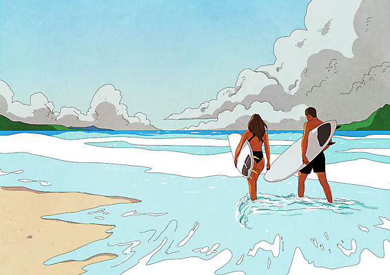 전신 PSD 구름 커플 여자 남자 행복 파도 바다 여행 일러스트 들기 성인 두명 여름 여름휴가 바캉스 서핑보드 즐거움 서퍼 성인만 국내일러스트 자연요소 계절 감정 관계 모션 휴가 운동선수 사람 보드_스포츠 파일형식 여름_계절