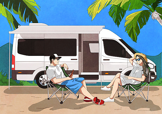 전신 PSD 커플 여자 남자 행복 바다 여행 의자 일러스트 성인 해변 두명 여름 여름휴가 바캉스 야자수 즐거움 캠핑카 성인만 캠핑의자 국내일러스트 나무 계절 감정 가구 관계 자동차 휴가 캠핑도구 사람 파일형식 여름_계절