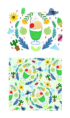 PSD 모자 꽃 음료 패턴 일러스트 나뭇잎 해바라기 아이스크림 선인장 사람없음 여름 컬러풀 주스 패턴백그라운드 체리 멜론 종이배 국내일러스트 식물 잡화 계절 컬러 백그라운드 잎 무늬 과일 디저트 종이접기 파일형식