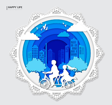 나무 구름 라이프스타일 행복 실루엣 일러스트 조류 프레임 두명 파란색 자전거 도시 원형 즐거움 국내일러스트 AI파일 자연요소 도형 식물 동물 감정 컬러 촬영기법 사람 생활 바이크 파일형식 벡터