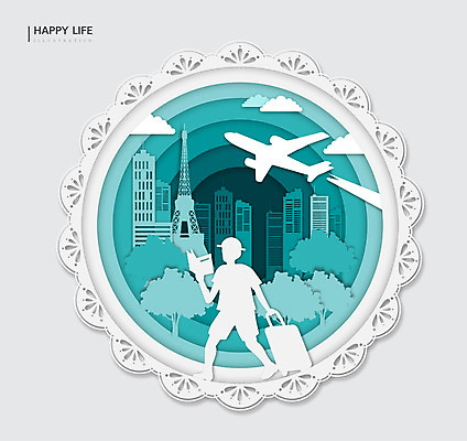 라이프스타일 행복 실루엣 여행 일러스트 비행기 프레임 한명 캐리어 원형 즐거움 청록색 국내일러스트 AI파일 도형 1 감정 컬러 항공교통 대중교통 촬영기법 사람 생활 여행가방 파일형식 벡터