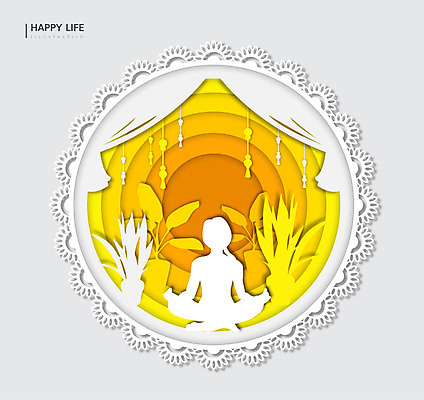 식물 라이프스타일 행복 실루엣 일러스트 요가 프레임 한명 운동 노란색 커튼 원형 즐거움 명상 국내일러스트 AI파일 도형 1 웰빙 감정 컬러 촬영기법 건강 사람 생활 파일형식 벡터