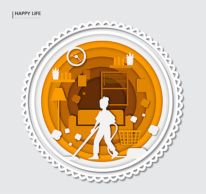 라이프스타일 행복 실루엣 화분 시계 일러스트 프레임 한명 책 소파 갈색 원형 청소 즐거움 청소기 국내일러스트 AI파일 도형 1 감정 컬러 의자 촬영기법 사람 생활 전자제품 청소도구 파일형식 벡터