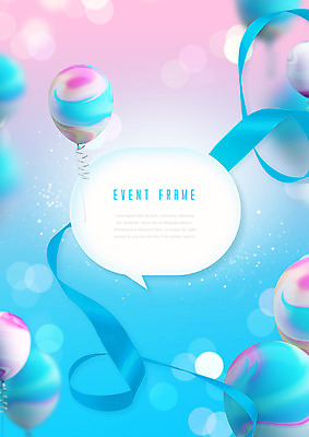 PSD 편집이미지 리본 분홍색 하늘색 백그라운드 말풍선 추상 프레임 이벤트 사람없음 보케 풍선 이미지편집 컬러 무늬 파란색 파일형식