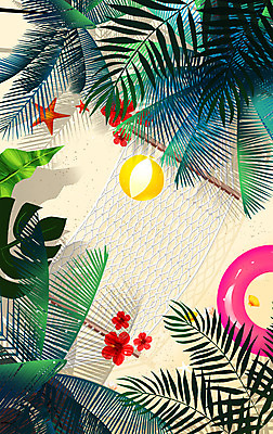 PSD 일러스트 사람없음 초록색 여름 여름휴가 바캉스 야자수 여름풍경 비치볼 튜브 해먹 야자수잎 국내일러스트 나무 계절 컬러 잎 공 휴가 바캉스용품 풍경 침대 파일형식 여름_계절