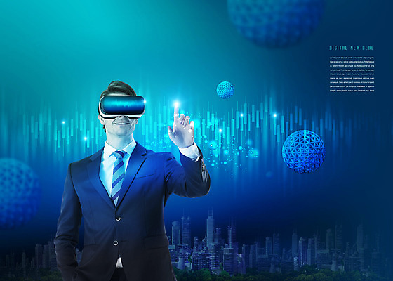 PSD 서양인 외국인 편집이미지 남자 산업 한명 상반신 성인 30대 파란색 터치 가상현실 성인남자한명만 VR기기 뉴딜정책 디지털뉴딜 경제부흥 이미지편집 1 컬러 사람 인종 장년 경제 기계 남자한명만 성인남자만 파일형식