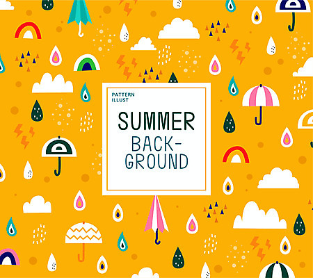 구름 백그라운드 무지개 패턴 일러스트 우산 사람없음 물 여름 주황색 패턴백그라운드 물방울 비 빗방울 국내일러스트 AI파일 자연요소 계절 컬러 무늬 날씨 비_날씨 파일형식 벡터