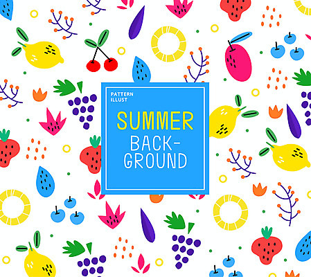 꽃 백그라운드 잎 패턴 과일 일러스트 딸기 포도 사람없음 여름 컬러풀 패턴백그라운드 체리 레몬 파인애플 블루베리 국내일러스트 AI파일 식물 계절 컬러 무늬 열대과일 파일형식 벡터