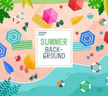 바다 백그라운드 잎 패턴 일러스트 공 해변 사람없음 여름 모래사장 컬러풀 패턴백그라운드 파라솔 서핑보드 비치볼 튜브 비치타올 국내일러스트 AI파일 식물 계절 컬러 무늬 바캉스용품 수건 보드_스포츠 파일형식 벡터
