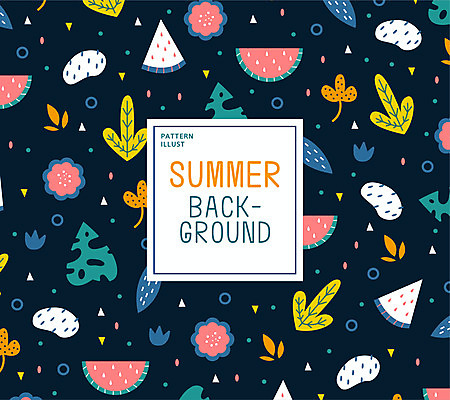 모양 백그라운드 잎 패턴 일러스트 바나나 사람없음 여름 패턴백그라운드 사과 남색 야자수잎 국내일러스트 AI파일 식물 계절 컬러 무늬 과일 파일형식 벡터