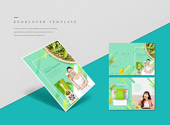 PSD 템플릿 표지디자인 북디자인 출판디자인 여자 표지 ZIP 내지 리플렛 북커버 콩 팜플렛 여러명 20대 성인 세명 주스 샐러드 한국인 도시락 민트색 성인여자만 밀키트 이미지템플릿 음료 음식 컬러 다수 식재료 곡류 사람 동양인 청년 여자만 성인만 파일형식