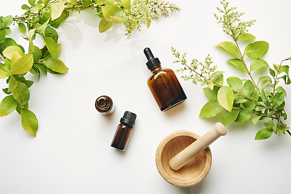 포토 JPG 스튜디오촬영 식물 잎 실내 실험기구 사람없음 뷰티 화장품 오브젝트 흰배경 막자사발 공병 국내포토 과학 백그라운드 내부 흰색 사발 병_담는 파일형식