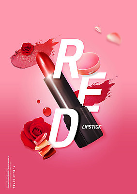 PSD 편집이미지 꽃잎 분홍색 타이포그라피 사람없음 뷰티 장미 화장품 립스틱 가을 이미지편집 문자 계절 꽃 컬러 파일형식