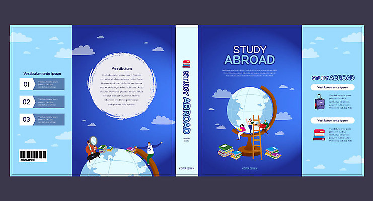 템플릿 해외 표지디자인 북디자인 출판디자인 여자 교육 표지 남자 어린이 북커버 돋보기 여러명 책 파란색 독서 지구본 유학 에듀 에듀케이션 어린이만 스쿨팩 책날개 표지샘플 이미지템플릿 AI파일 컬러 다수 사람 파일형식 벡터