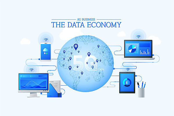 일러스트 정보기술 사람없음 경제 파란색 노트북 스마트폰 컴퓨터 태블릿 사회이슈 위치 생산지 5G 빅데이터 뉴딜정책 국내일러스트 AI파일 컬러 컨셉 기술 IT 전자제품 핸드폰 스마트기기 파일형식 벡터 4차산업