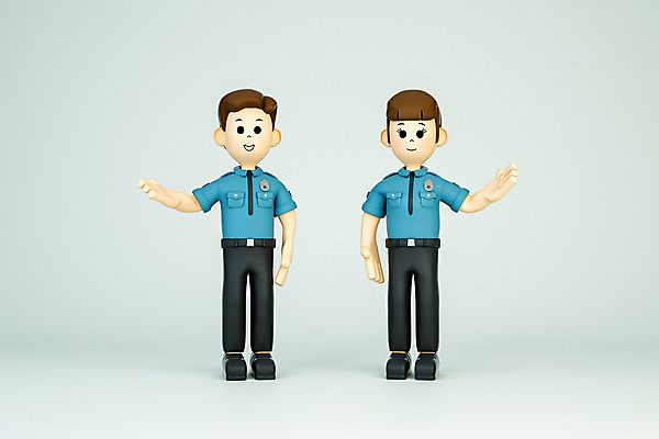 PSD 편집 편집이미지 직업 캐릭터 여자 남자 모션 안내 3D캐릭터 성인 두명 3D소스 3D 경찰 디지털합성 성인만 편집3D 사람 파일형식