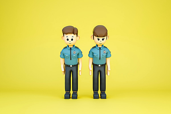 PSD 편집 편집이미지 직업 캐릭터 여자 남자 모션 3D캐릭터 성인 두명 3D소스 3D 인사 경찰 디지털합성 성인만 편집3D 사람 예절 파일형식