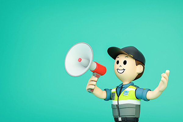 PSD 편집 편집이미지 직업 캐릭터 남자 모션 3D캐릭터 한명 성인 3D소스 3D 확성기 경찰 디지털합성 성인남자한명만 편집3D 1 사람 남자한명만 성인남자만 파일형식