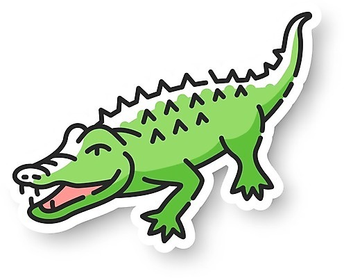 EPS 해외이미지 한마리 스티커 일러스트 사람없음 초록색 악어 해외202008 해외일러스트 1 컬러 파충류 파일형식 벡터