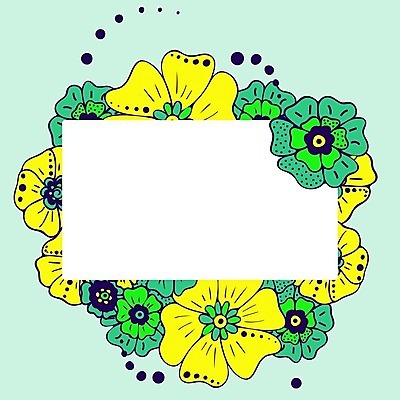 EPS 해외이미지 무료이미지 꽃 꽃무늬 일러스트 프레임 사람없음 연두색 노란색 공백 해외202008 해외202105 해외일러스트 식물 컬러 무늬 초록색 파일형식 벡터