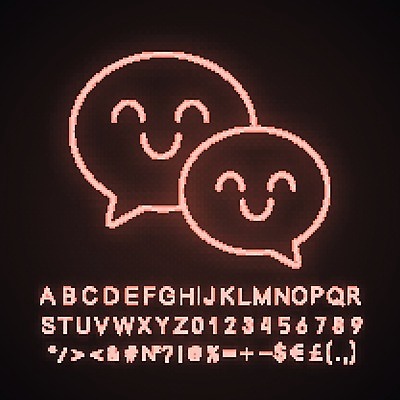 EPS 해외이미지 얼굴 말풍선 일러스트 웃음 사람없음 빛 네온 해외202008 해외일러스트 표정 신체부위 파일형식 벡터