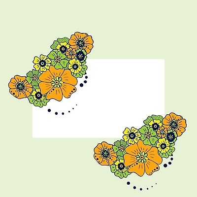 EPS 해외이미지 무료이미지 꽃 꽃무늬 일러스트 프레임 사람없음 연두색 노란색 공백 해외202008 해외202105 해외일러스트 식물 컬러 무늬 초록색 파일형식 벡터
