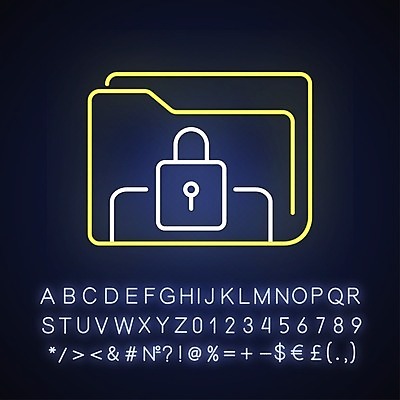 EPS 해외이미지 사람없음 자료 정보 암호 문서 파일 잠금 보안 폴더 네온 해외202008 해외일러스트 안전 파일형식 벡터